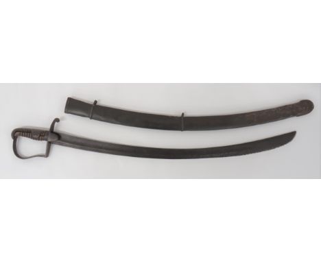 1796 Pattern Trooper's Cavalry Sword32 inch, single edged, slightly curved blade with wide fuller. Steel crossguard with down