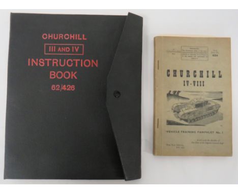 Churchill Tank MKIII & IV Instruction Bookblack linen folder containing a lubrication chart and loose leaf instruction manual