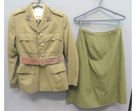 WW2 ATS Officer's Service Dress Uniformkhaki, single breasted, open collar tunic.  Patch chest pockets with buttoned flaps.  