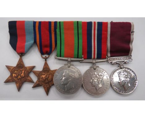 North Staffords WW2 And Long Service Medal Groupconsisting 1939/45 Star, Burma Star, Defence medal, 1939/45 War medal, all un