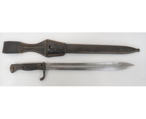 Imperial German Seitengewehr M1898/05 Butcher Bayonet14 1/2 inch, single edged blade widening towards the point. Wide fuller.