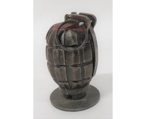 WW1 British Inert No 36 Mills Grenadecast iron fragmentation body marked "A.M & Co Ltd".  Top brass filling plug.  Steel leve