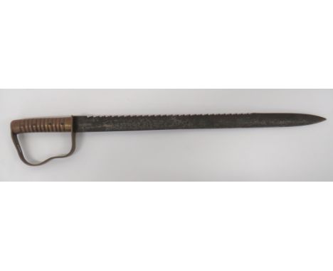 British 1856 Pattern Pioneer's Short Sword22 1/4 inch, single edged blade with back edge sharpened point.  Rear with sawback 