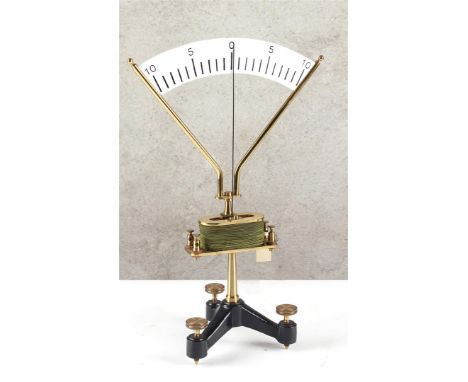 Balance. Galvanometer measuring direct current. Large, tripod-mounted (direct current) electrometer with adjustable coil, 38 