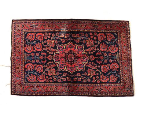 Hand-knotted wool carpet with oriental decor, 218x141 cm