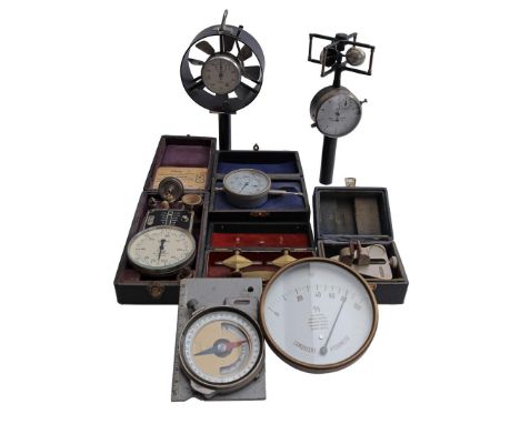 8 various meters including anemometer, hygrometer and tachometer, anemometer 21 cm high