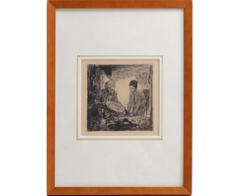 Marius Bauer (1867-1932)At the coppersmith, etching 140x125 mm. Origin: Borzo Art Gallery, Den Bosch