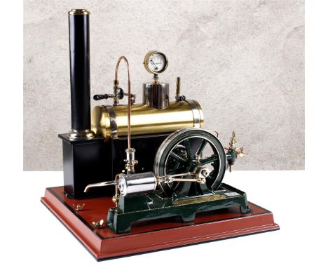 Steam engine. James Watt, 1736-1819. Power/energy obtained from steam. Steam engine with boiler. Manufactured by Leipsicher L