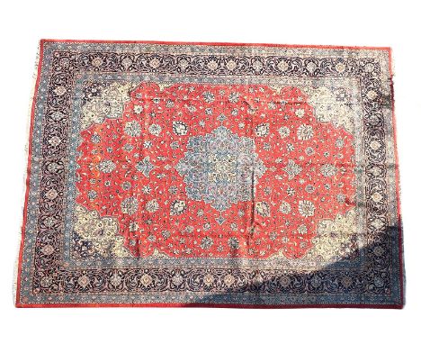 Hand-knotted wool carpet with oriental decor, 413x310 cm