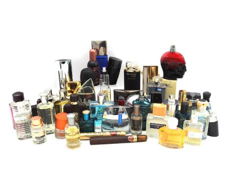 Lot of eau de toilette and eau de parfum including Versace, Paco Rabanne, Calvin Klein and Hugo Boss (used)