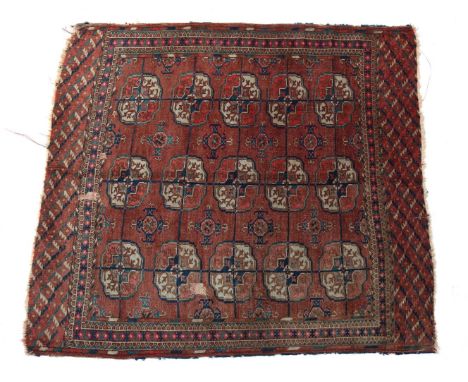Hand-knotted wool carpet with oriental decor, 104x101 cm