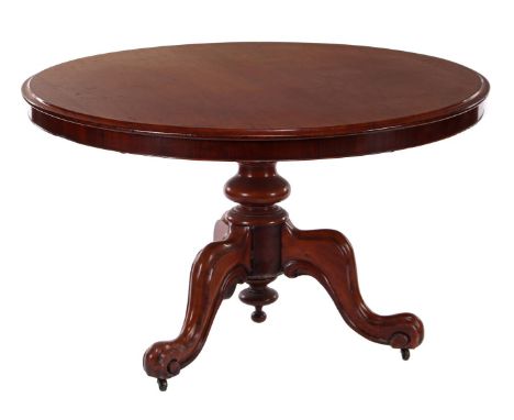Mahogany Tilt-top table, standing on tripod, ca. 1880, 71.5 cm high, top 120x119 cm, top folded 145 cm high