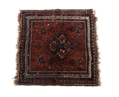 Hand-knotted wool carpet with oriental decor, 125x120 cm