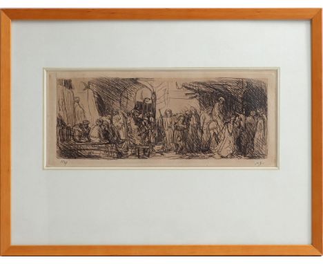 Marius Bauer (1867-1932)A street in Jerusalem, etching 105x277 mm from 1890. Origin: Borzo Art Gallery Den Bosch