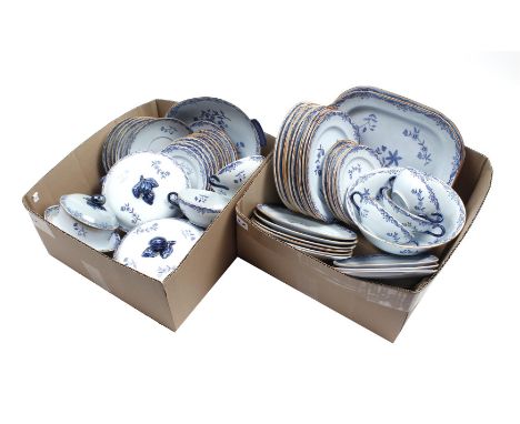 2 boxes with Rörstrand Sweden earthenware tableware with East Indies decor including 10 flat plates, 6 breakfast plates, 6 so