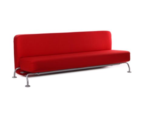 James Irvine (1958-)Modern red upholstered sofa bed on gray metal base, design James Irvine, executed by B&B Italia, model 'L