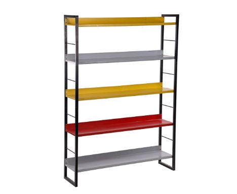 Adriaan Dekker (1923-1982)Polychrome metal bookcase, design Adriaan Dekker, executed by Tomado, the Netherlands, design year 