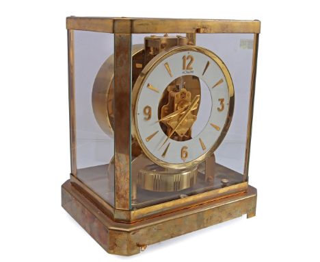 Table clock in brass case, JaegerLeCoultre model 'Atmos', numbered 220160 on top of the movement and 528-8 on the bottom, Swi