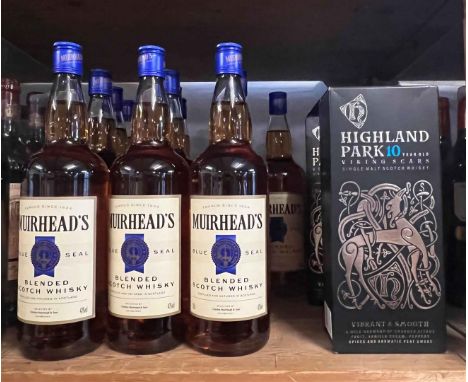 13 bottles of Murhead's blended Scotch whiskey and 2 bottles of Highland Park single malt Scotch whisky