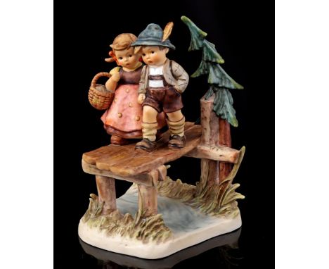 Goebel Hummel sculpture group entitled "Bald sind wir drüben/ On our way", number 472, TMK-7 1991-2000, from the Century Coll