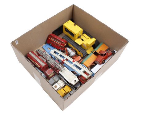 Box with scale model cars etc. including Dinky Toys, Tonka, Corgi Toys etc.