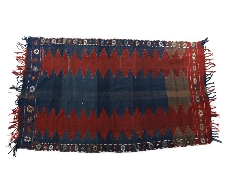 Hand-knotted wool carpet with oriental decor, Kelim 231x142 cm