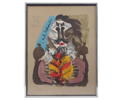 Pablo Picasso (1881-1973)Man, color lithograph dated 27-4-1969, numbered 202/250, blind stamp in paper lower left, 65x50 cm