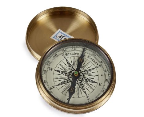 Pocket compass. Hand compass. Instrument with magnetic needle. This needle always points to the north. Underneath it is a so-