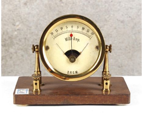 Milli-Amperemeter. Ammeter (current pressure) D.R.G.M. Milli-galvanometer with scale from 0 to 20 milli-Ampere, 14 cm wide