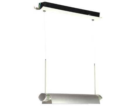 Stainless steel with glass modern hanging lamp, type 'Wings', design Frans van Berkel, version Quasar, height can be determin