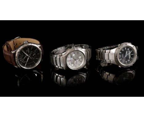 3 wristwatches consisting of 2 Festina with steel strap and with leather strap and Casio with steel strap