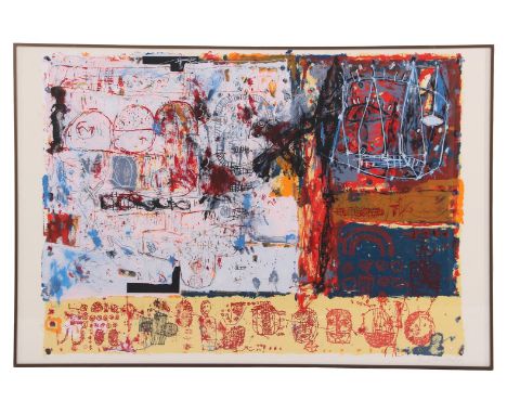 Rik van Iersel (1961-)Titled "Composition", lithograph dated 1992, 85x120 cm, in copper frame 89x133 cm and book entitled "Be