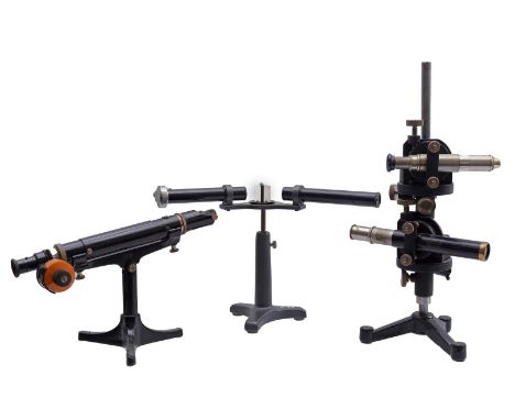 3 metal optical measuring instruments including Steindorf Berlin and The Precision tool &amp; instrument Co. 48 cm high