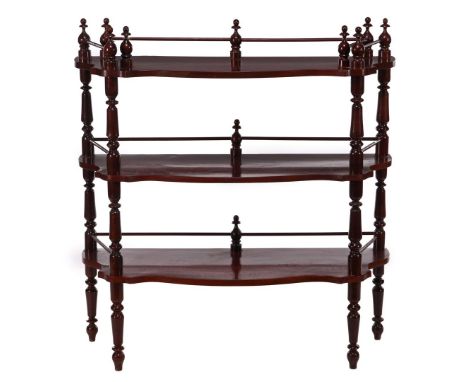 Mahogany veneer 3-shelf tiered shelf, 103 cm high, 97 cm wide, 33 cm deep