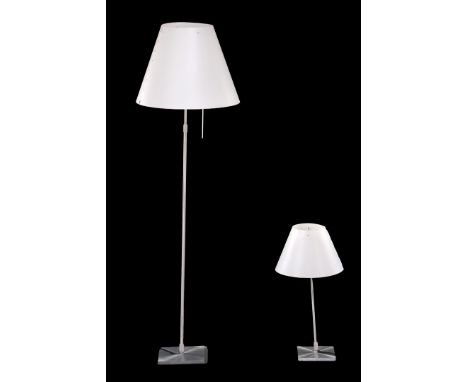 Paolo Rizzatto (1941-)Metal floor and table lamp with white plastic shade, design Paolo Rizzatto for Luceplan, model 'Constan