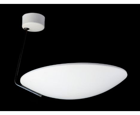 Bruno Gatta (1904-1976)White aluminium 2-light wall lamp with brass arm, design Bruno Gatta, executed by Stilnovo, model '232
