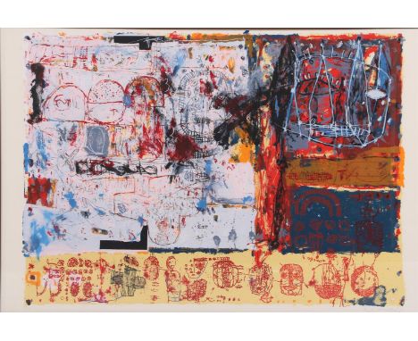 Rik van Iersel (1961-)Titled "Composition", lithograph dated 1992, 85x120 cm, with book entitled "Between seeing and saying",