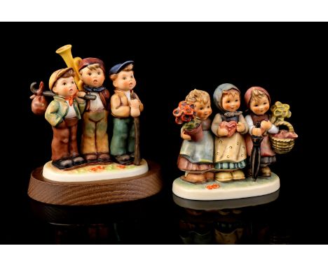 Goebel Hummel sculpture group entitled ""Auf wanderschaft/Traveling trio", number 787, from Trio Collection, 1998, no. 09674/