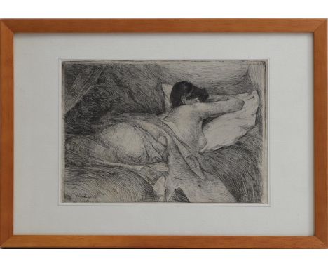 Willem Hendrikus Petrus Johannes de Zwart (1862-1931)Woman, lying forward on bed, etching, 149x198 mm. Origin: Borzo Art Gall