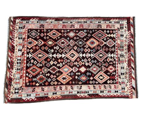 Hand-knotted wool carpet with oriental decor, Kelim 300x200 cm