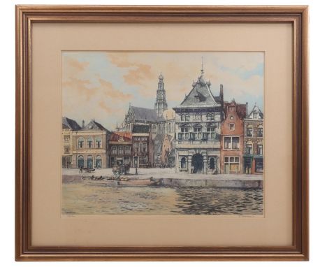 Roodenburg, Hendrikus Elias (1895-1987)Haarlem, color etching 1941, no. 64, 40x49 cm, external dimensions are 63x71 cm