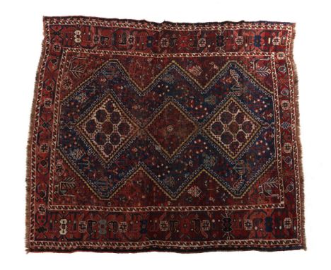 Hand-knotted oriental carpet, 190x147 cm (restoration and wear)
