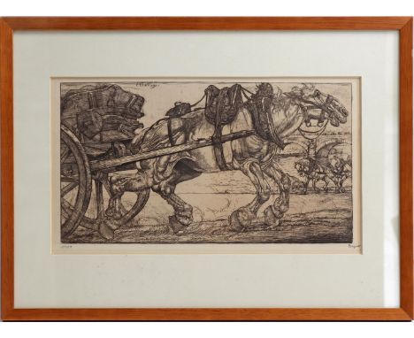 Pieter Dupont (1870-1911)Carthorse in Paris, etching, 100/100, 180x318 mm. Origin: Borzo Art Gallery, Den Bosch