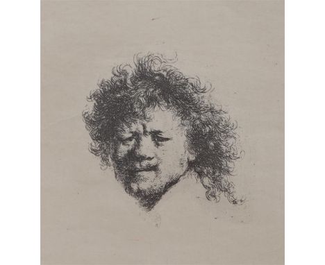 Rembrandt van Rijn (1606-1669)Self-portrait with long, tangled hair, etching, posthumous print, external dimensions are 48x35