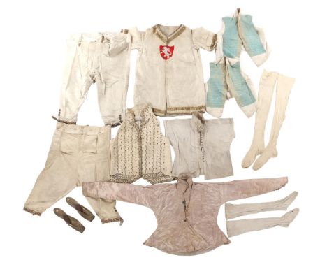 Lot of antique textiles, Holland ca. 1780 consisting of 2 pairs of trousers, 3 waistcoats, men's waistcoat, 2 jackets, 2 pair