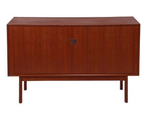 Arne Vodder (1926-2009)Teak veneer sideboard with roller shutters and 2 drawers inside, design Arne Vodder, executed by Sibas