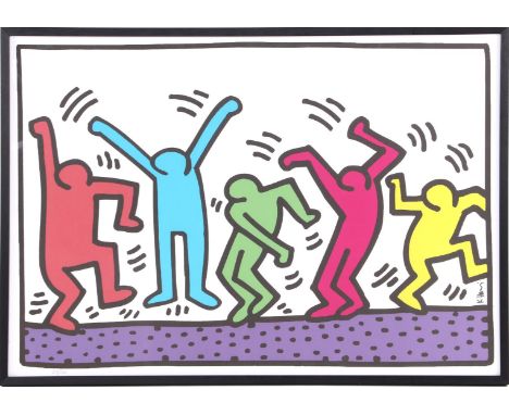 Keith Haring (1958-1990)Composition with dancing figures, color lithograph 58/200, external dimensions are 83x119 cm