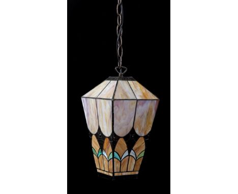 Tiffany style glass pendant lamp, 115 cm high