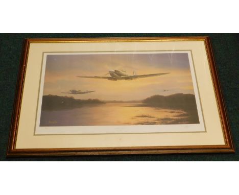 After Barry G Price.  Spitfire Sunset, artist signed limited edition print, number 86/850, 46cm x 62cm