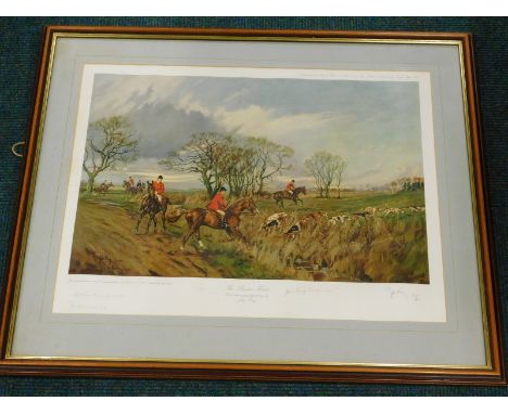 After John King.  The Burton Hunt, artist signed limited edition print, also signed by other members of the hunt, 40cm x 55cm